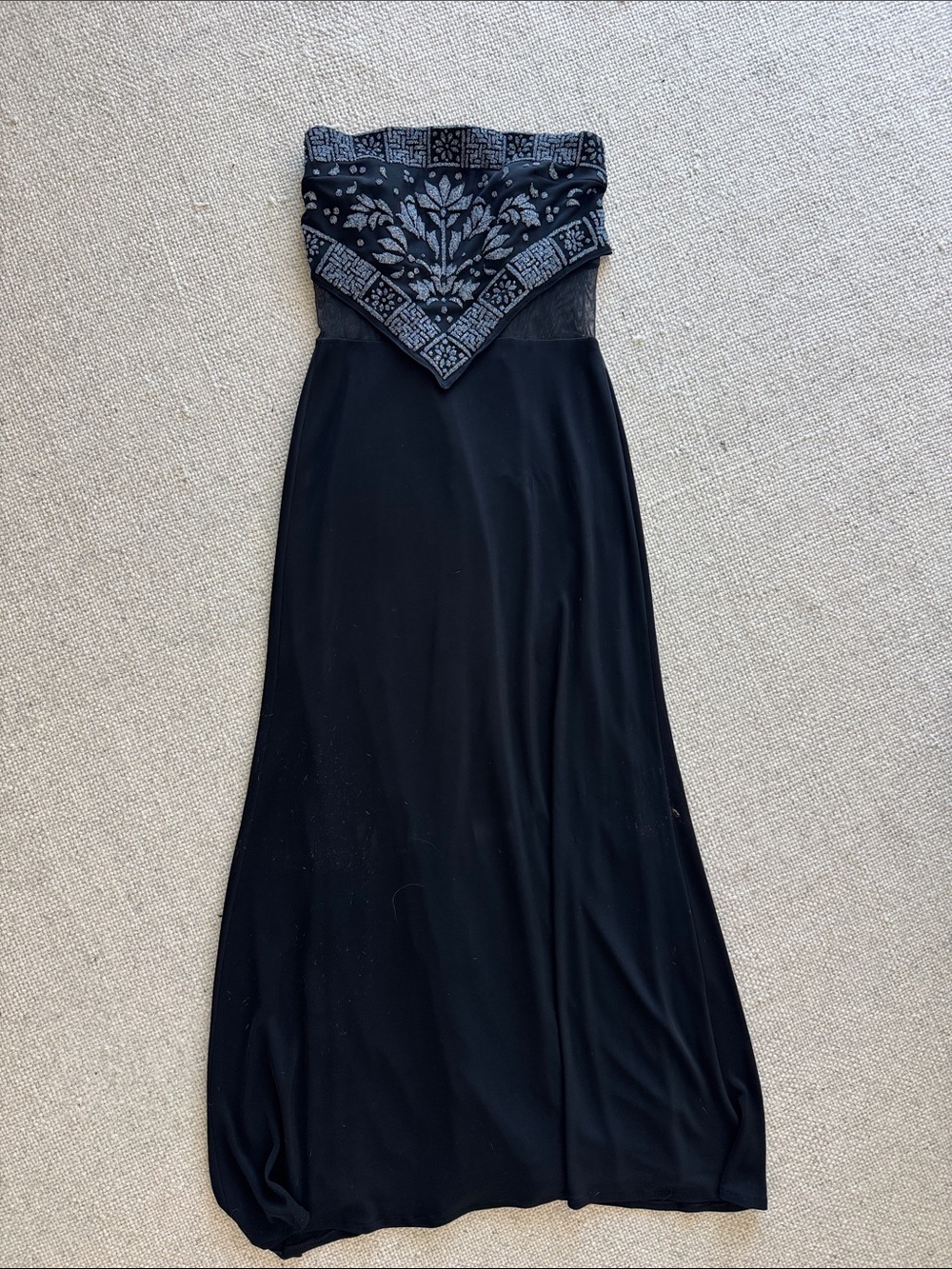 Black Strapless Embellished Maxi Dress vintage